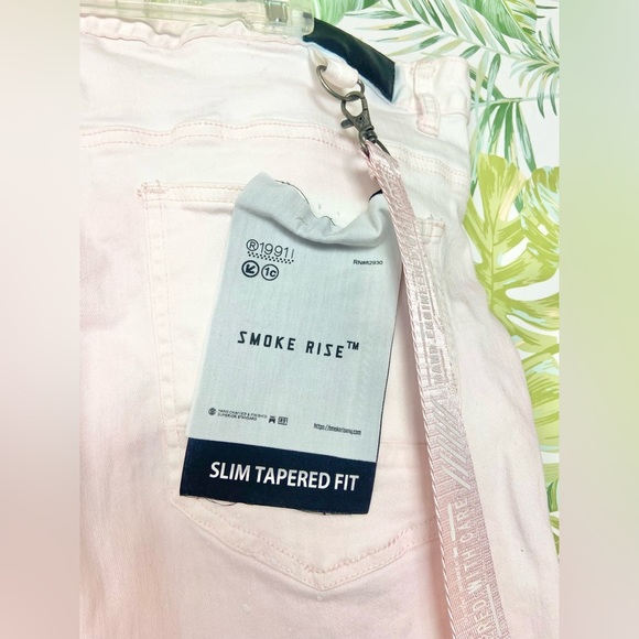 Smoke Rise Distressed Menās Skinny Jeans Pink Slim Tapered Fitā 44 x 32 - Picture 10 of 11